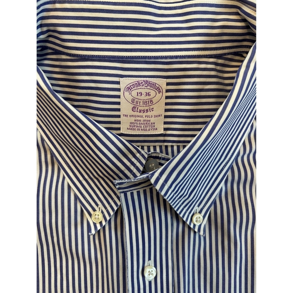 Brooks Brothers Classic Button-Down Shirt in Blue and White Stripe